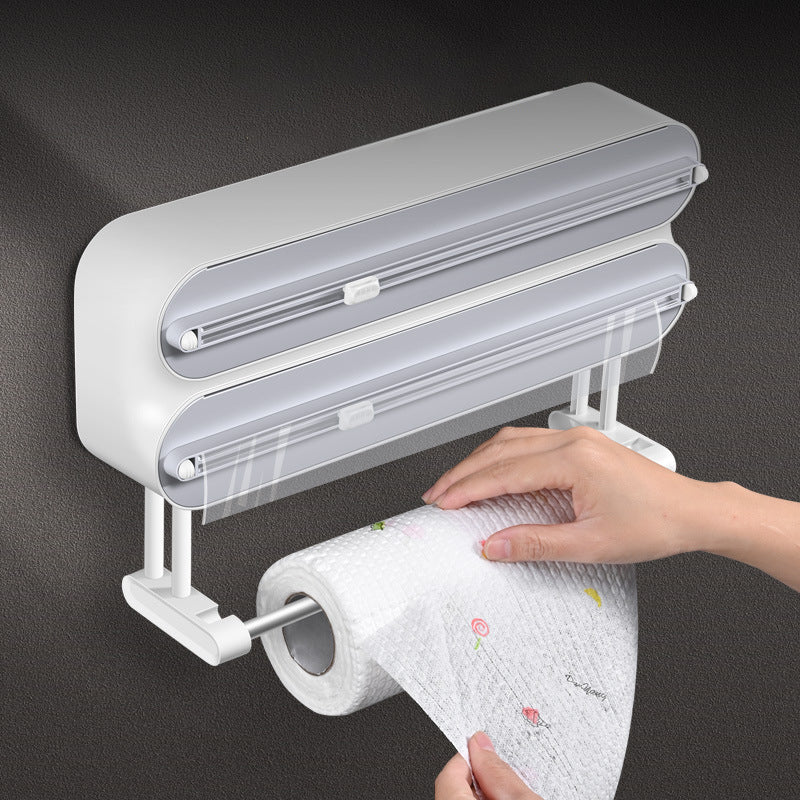 Streamline Your Kitchen: The Ultimate Wall-Mounted Plastic Film Cutter and Paper Towel Holder