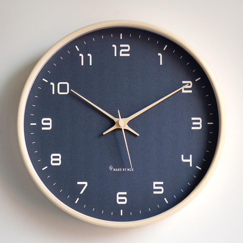 Solid Blue Wood Wall Clock