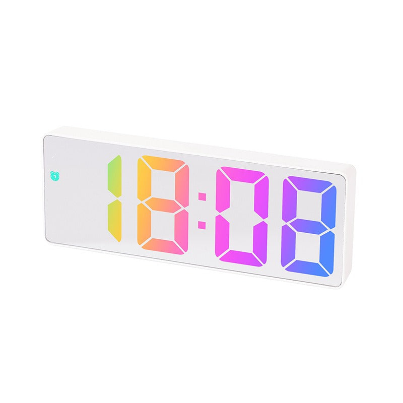 0725 White Shell wall mirror with clock | love-gadgets