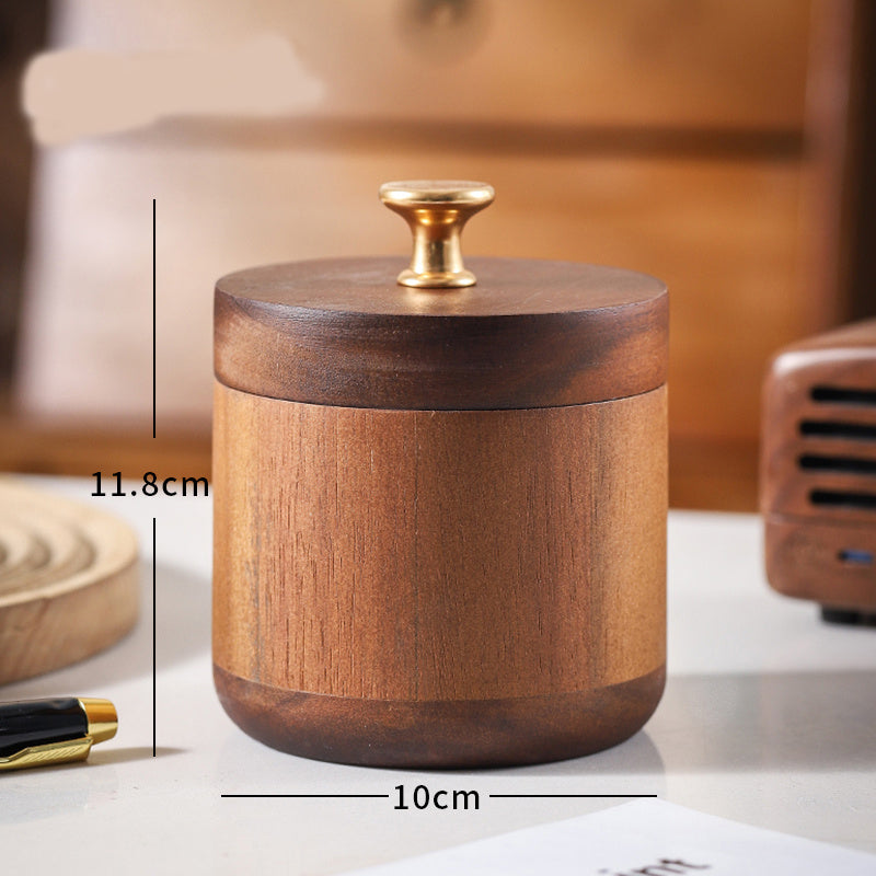 Solid Wood Windproof Ashtray With Cover