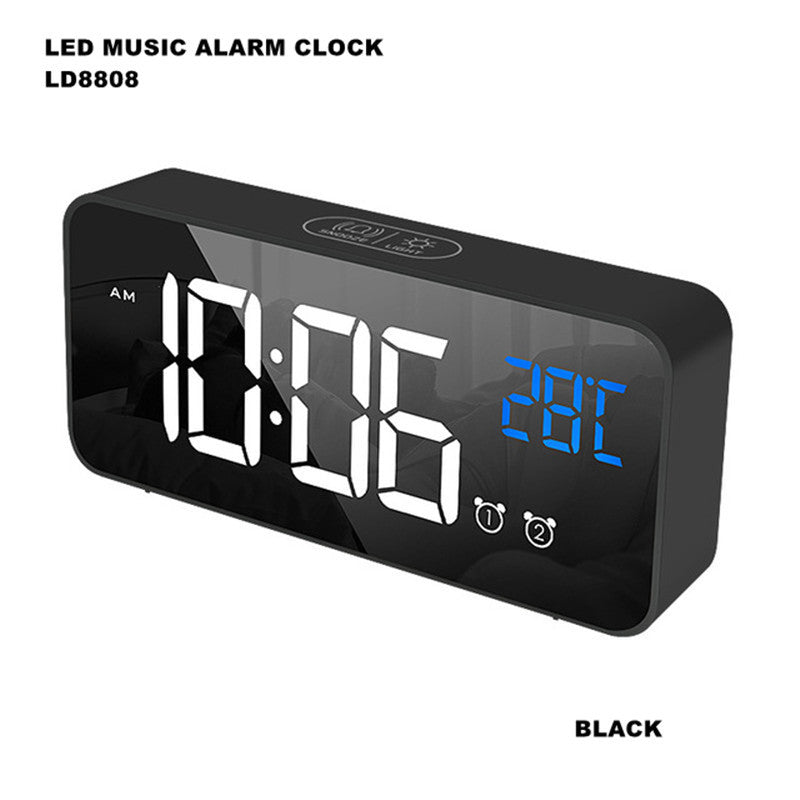 LED Music alarm clock with black color