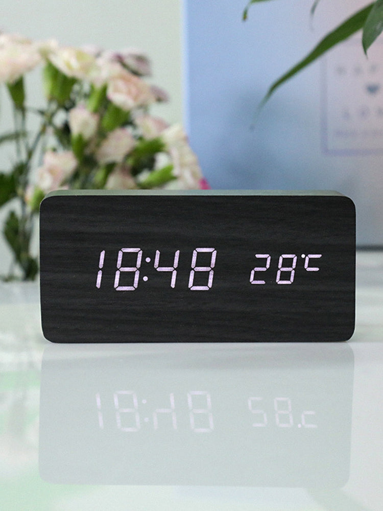 Black color Led Wooden Clock 