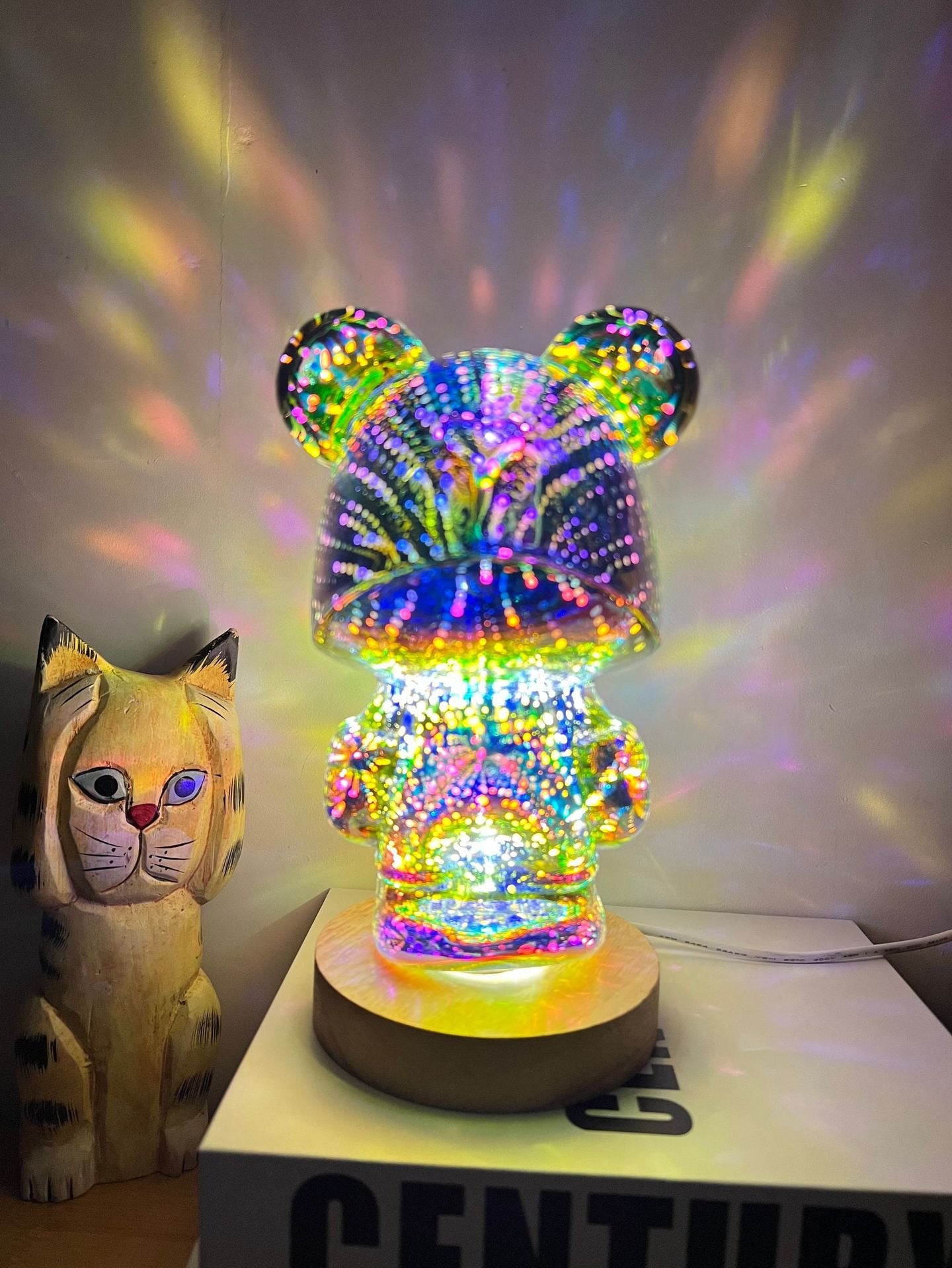 Glass Fireworks Bear Colorful Lamp