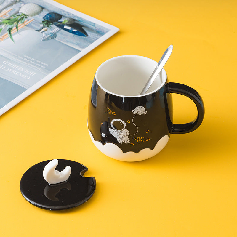 Creative Astronaut Ins Style Ceramic Cup With Lid 