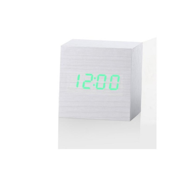 White color voice controlled alarm clock