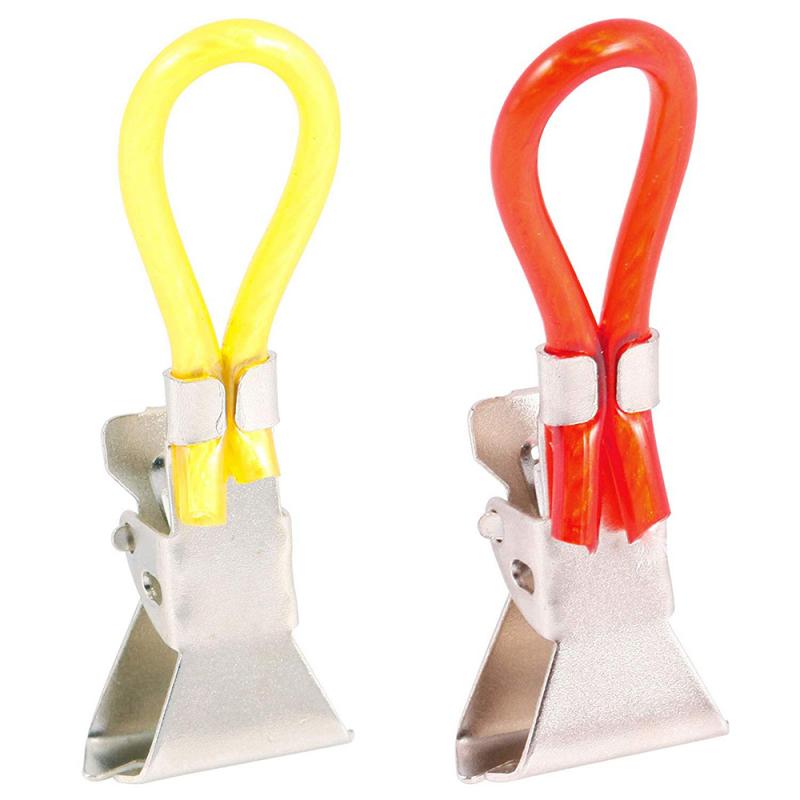 Rad and yellow color kitchen towel clips