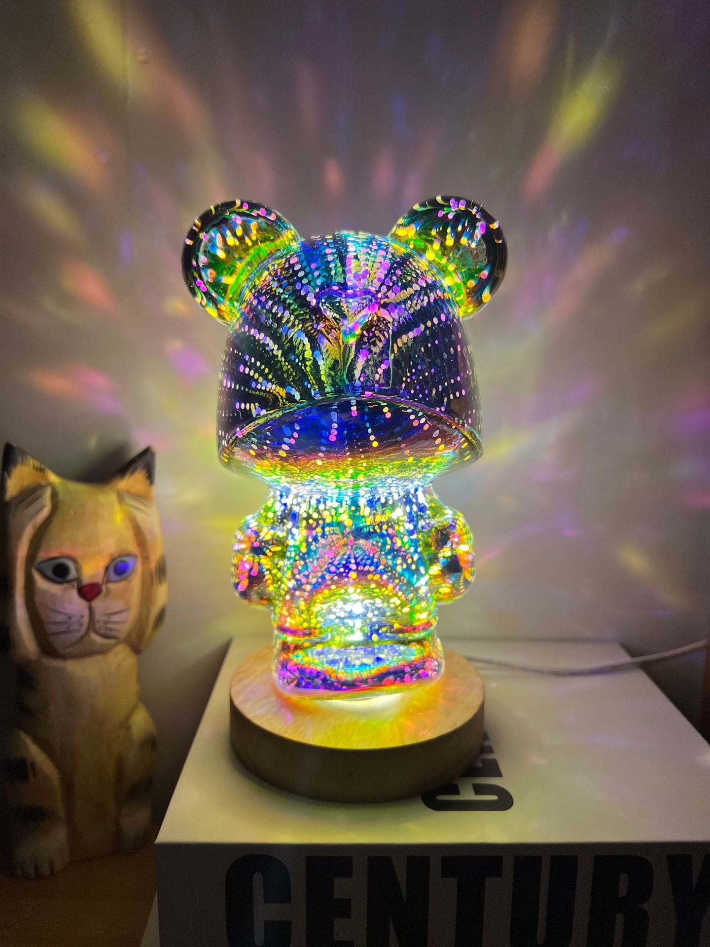 Glass Fireworks Bear Colorful Lamp
