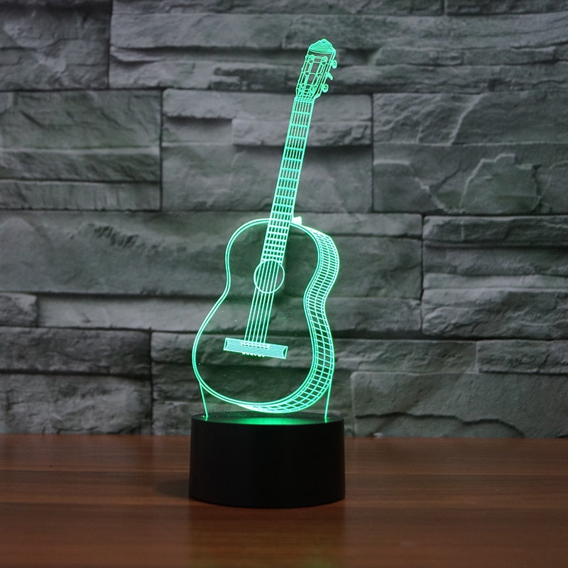 3D Optical Illusion LED guitar Night Light