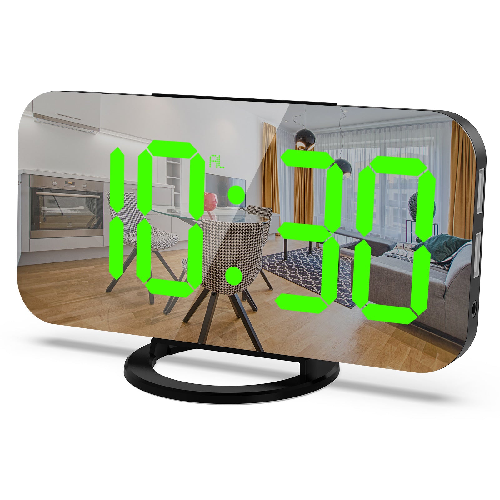 Black-green Mirror Clock