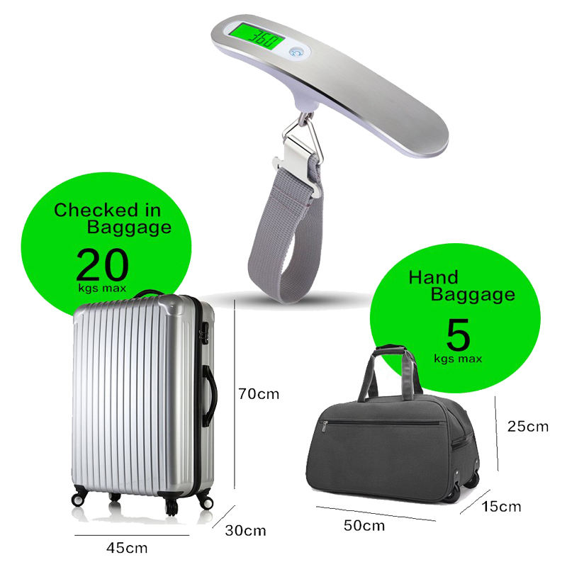 Stainless Steel Electronic Hand Luggage Scale Portable Digital Luggage Scale 50kg