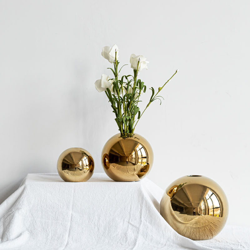 European Style Gold Plated Ceramic Vase