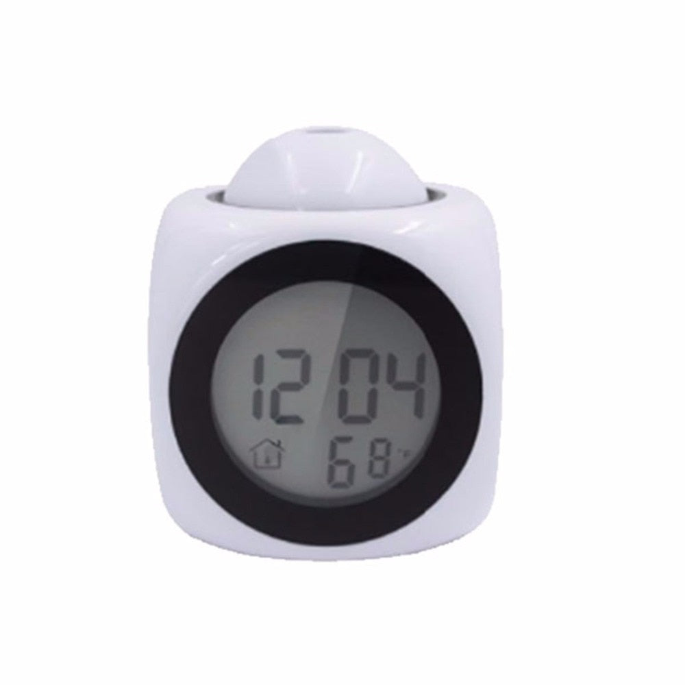 White color LCD Projector Alarm Clock