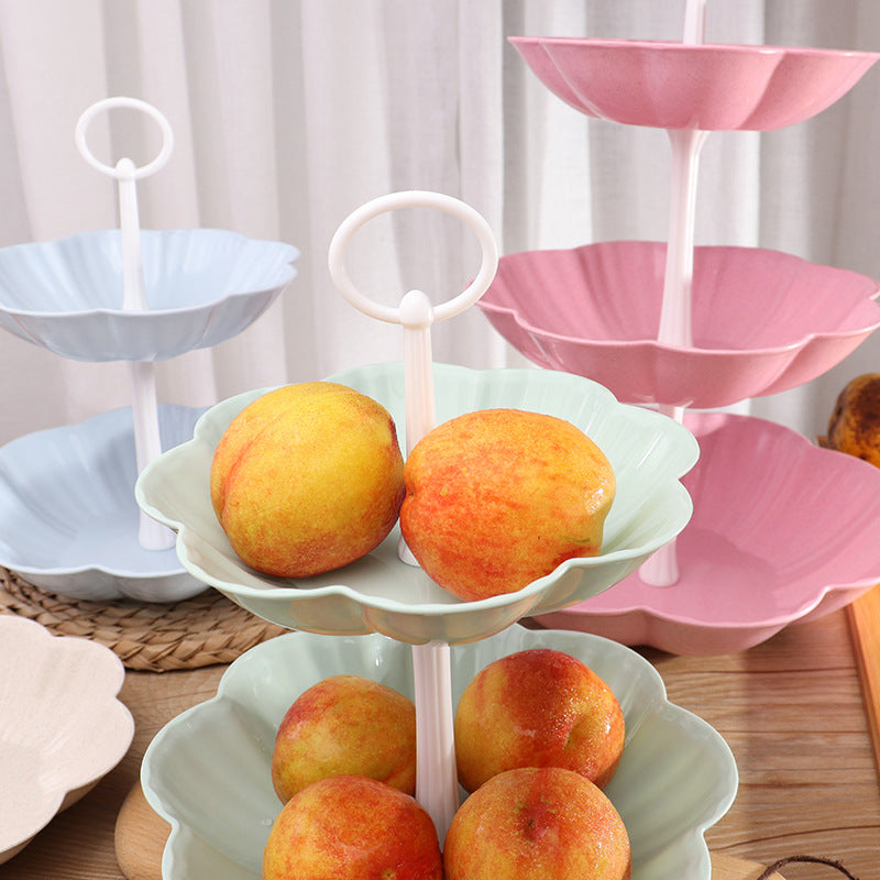 European Style Multi-Layer Household Fruit Plate Creative Fashion Three Layer Cake Stand Plastic Double Layer Fruit Basin Fruit Basket