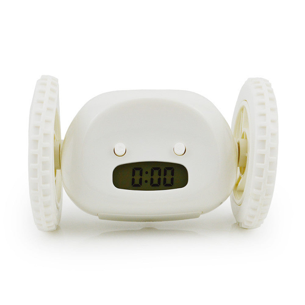 white color running alarm clock
