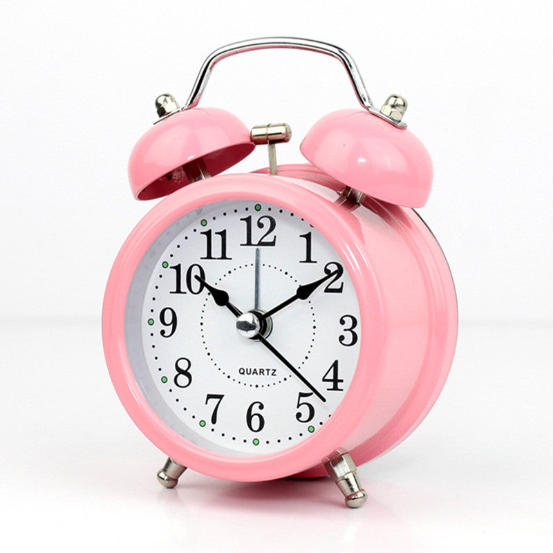 pink color metal alarm clock