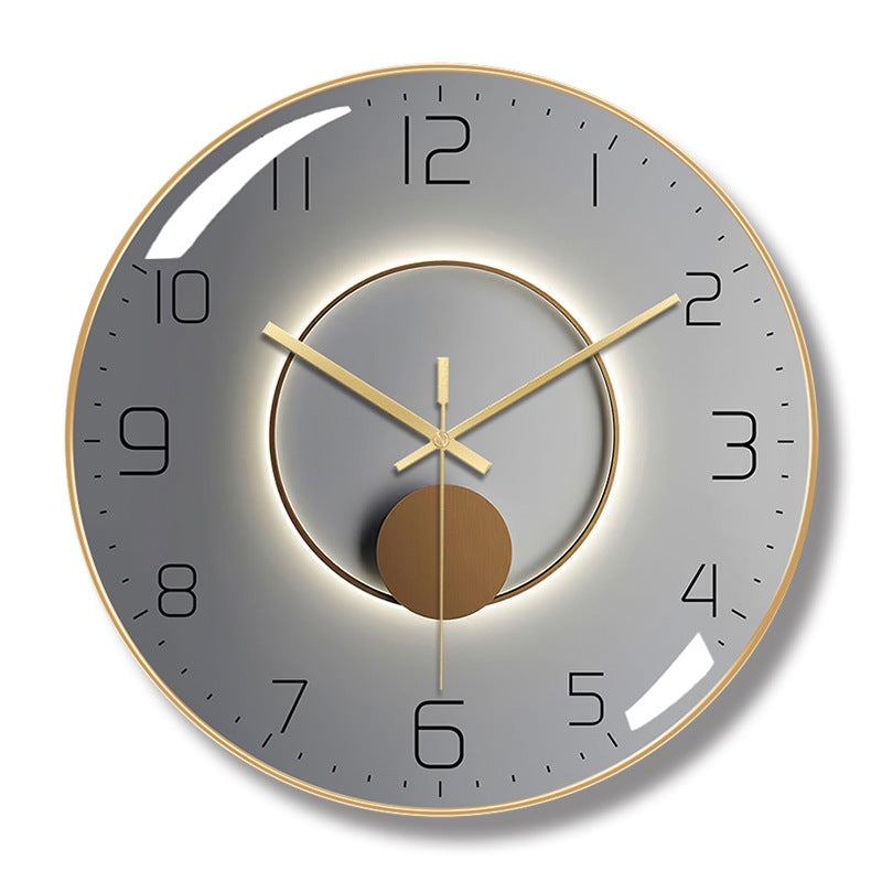 Contemporary clock with golden details.