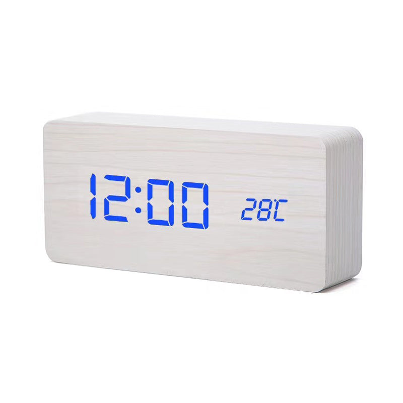 White wooden blue clock 