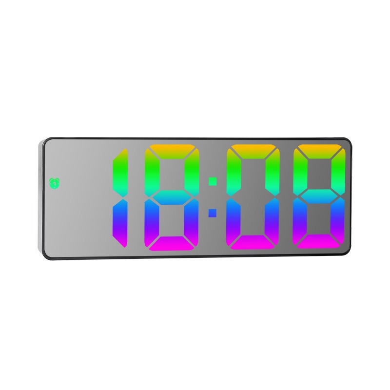 0725 Black Shell Mirror clock | love-gadgets