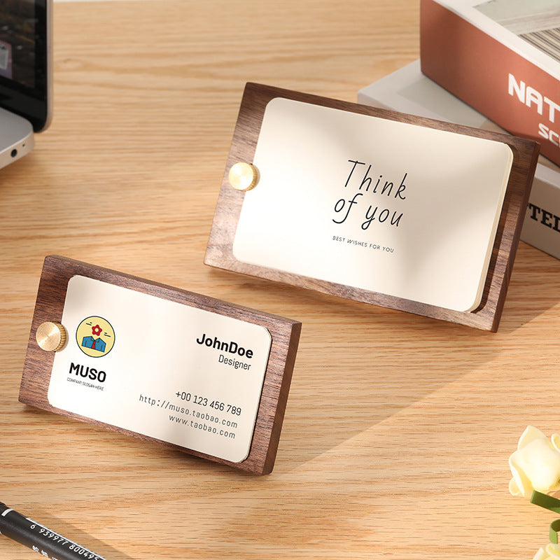 Solid Wood Business Card Holder Wooden Note