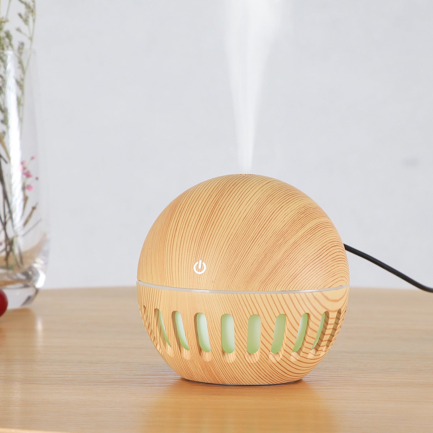 USB Wood Grain Hollow Home Humidifier