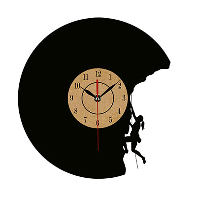 Record wall clock with single climbing figure.