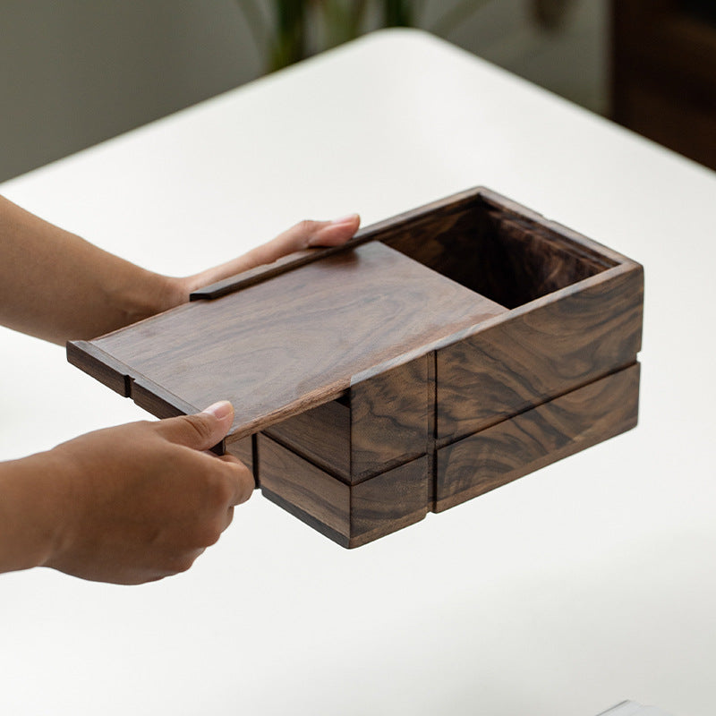 Black Walnut Solid Wood Tissue Box