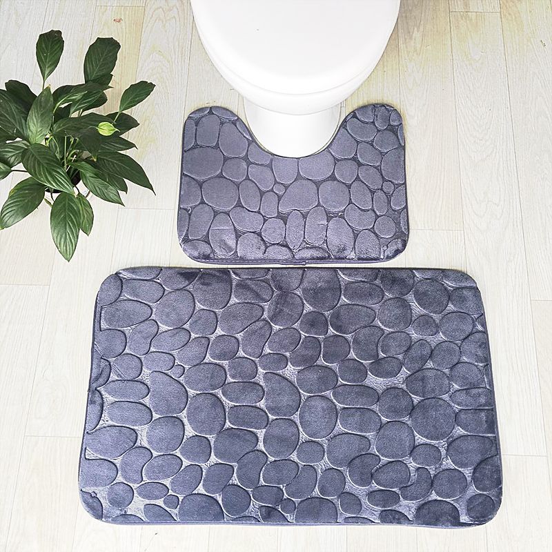Embossed Stone Two-Piece Bathroom Floor Mat 