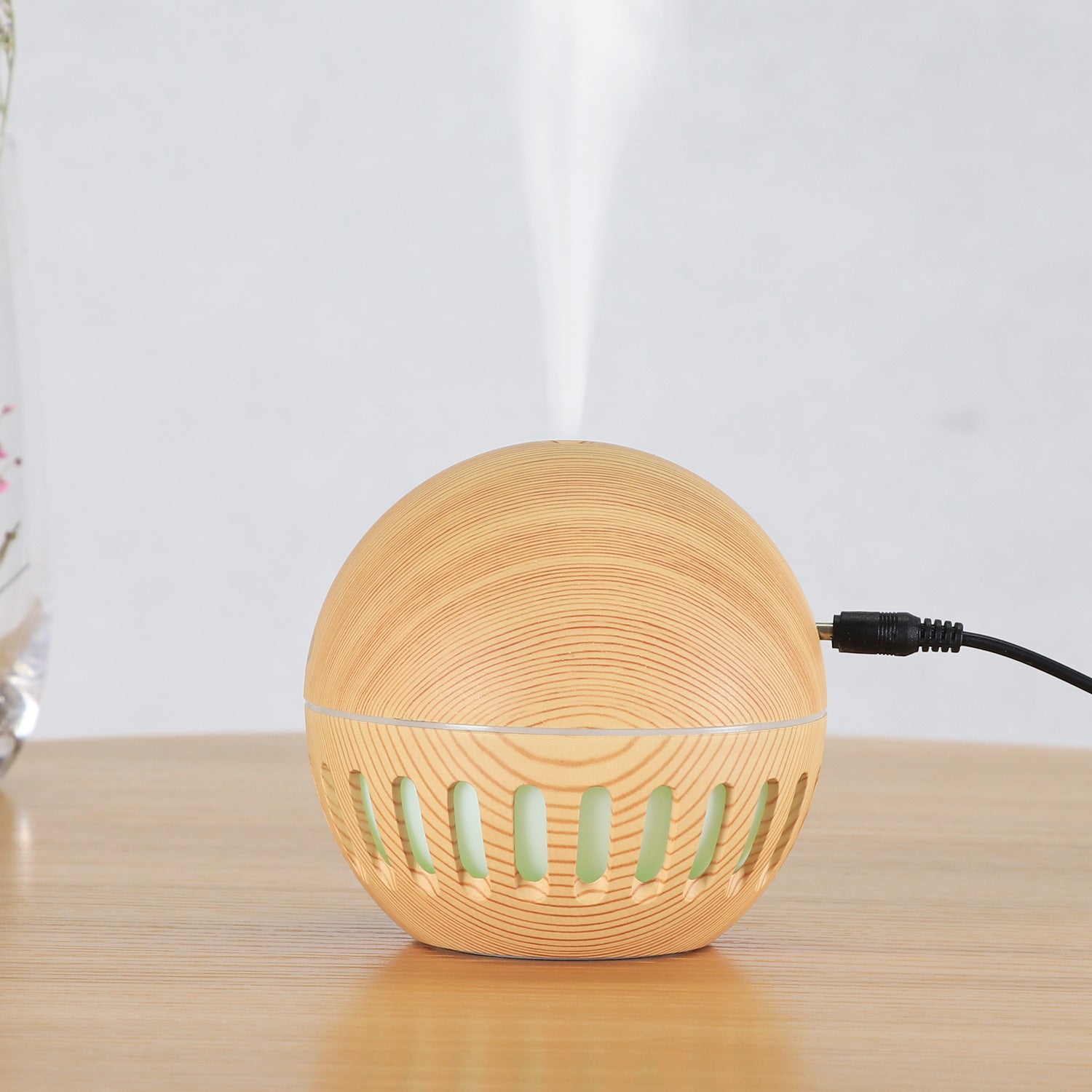 USB Wood Grain Hollow Home Humidifier