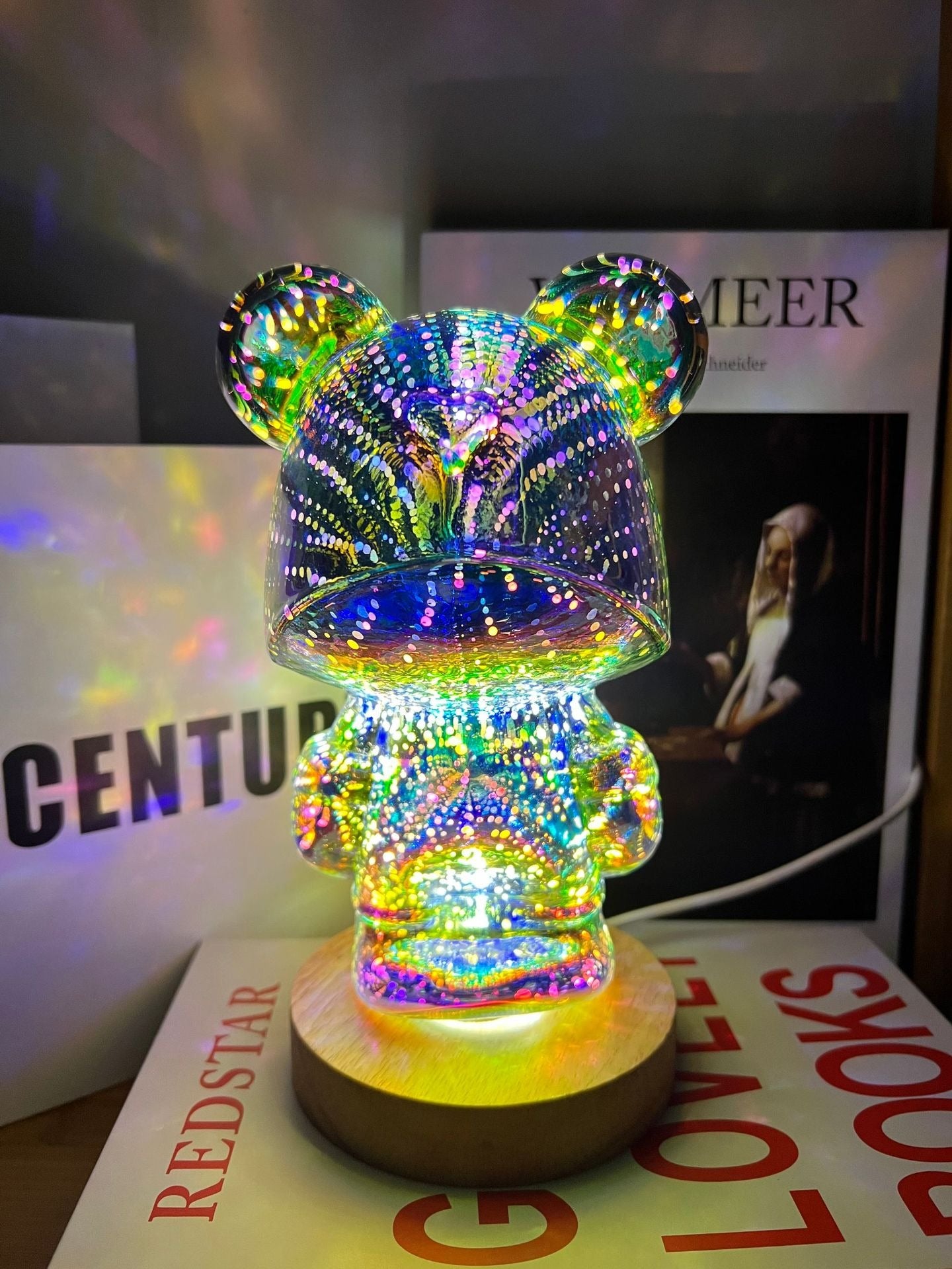 Glass Fireworks Bear Colorful Lamp