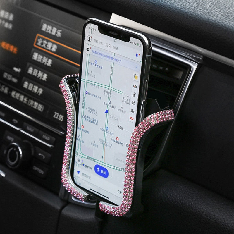 Universal Car Phone Holder with Bing Crystal Rhinestone