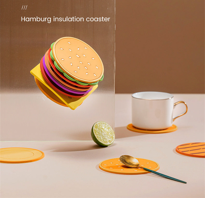 Burger Coaster Set Coffee Cup Insulation Pad 8 Piece Set