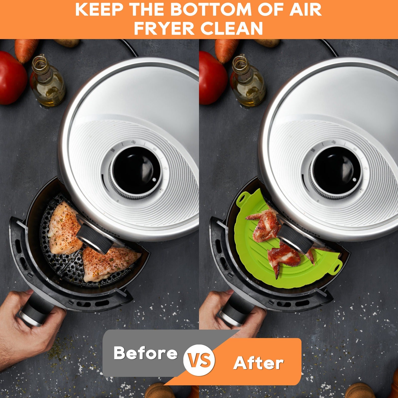 air fryer basket liners before vs After