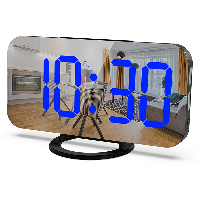 Blue LED Alarm Clock Dual USB Output 