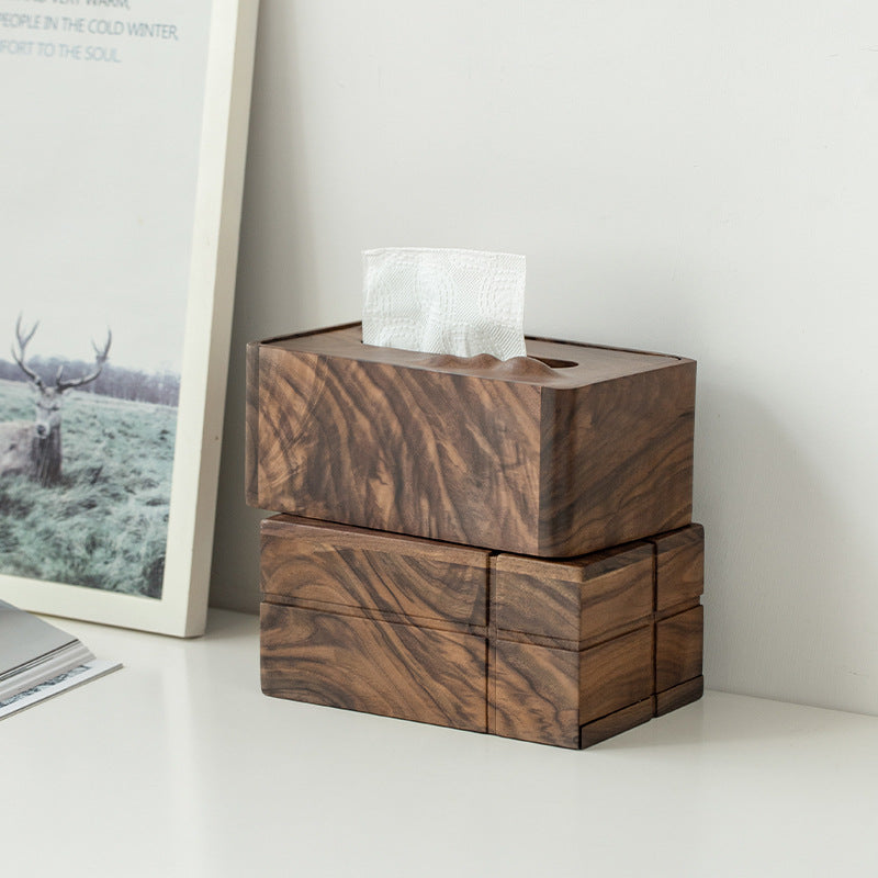 Black Walnut Solid Wood Tissue Box