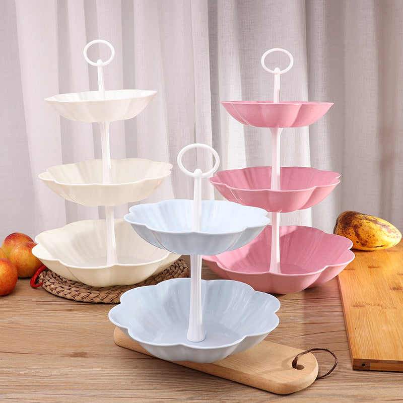 European Style Multi-Layer Household Fruit Plate Creative Fashion Three Layer Cake Stand Plastic Double Layer Fruit Basin Fruit Basket