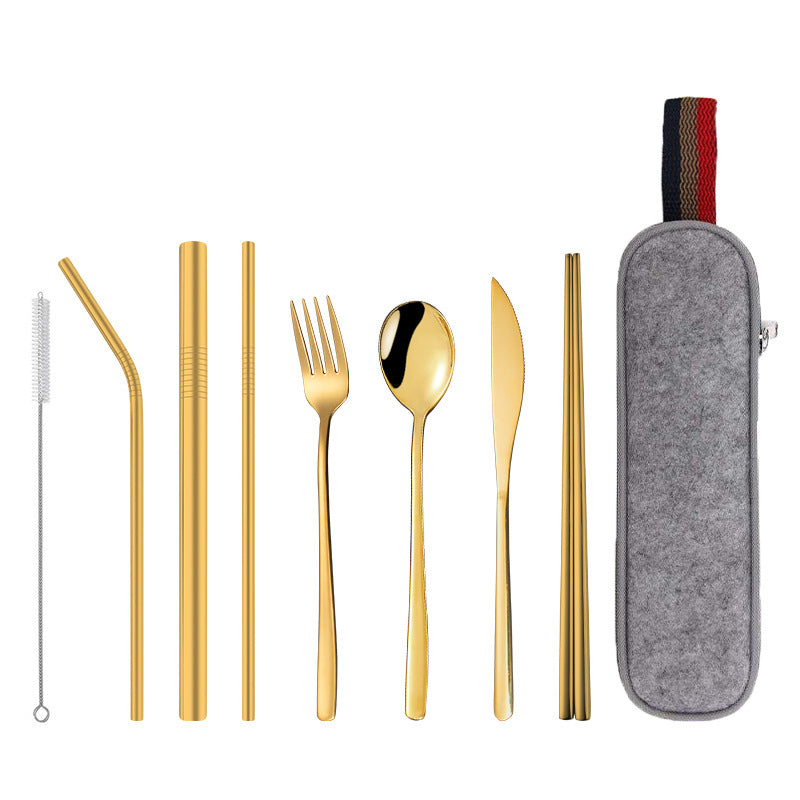 Stainless Steel Portable Gold Tableware Spoon