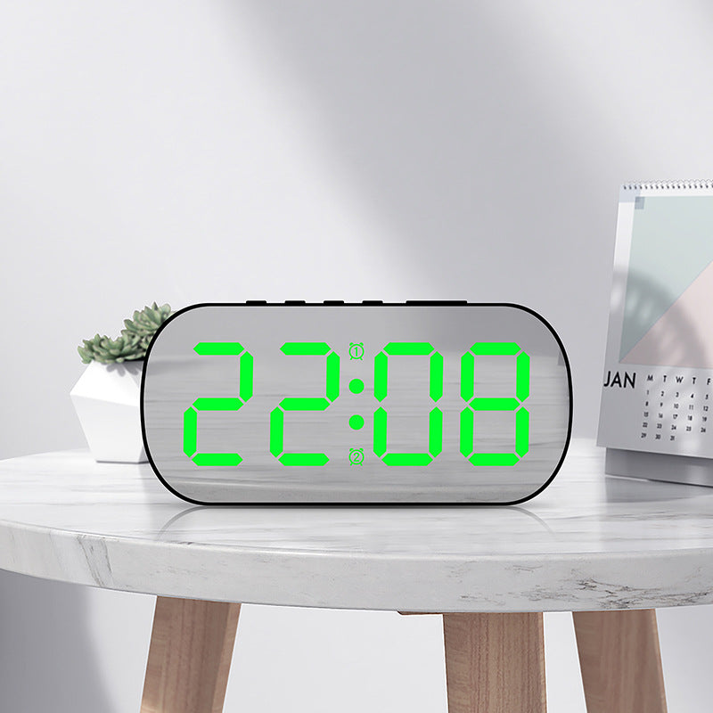 Black and green LED digital display electric clock