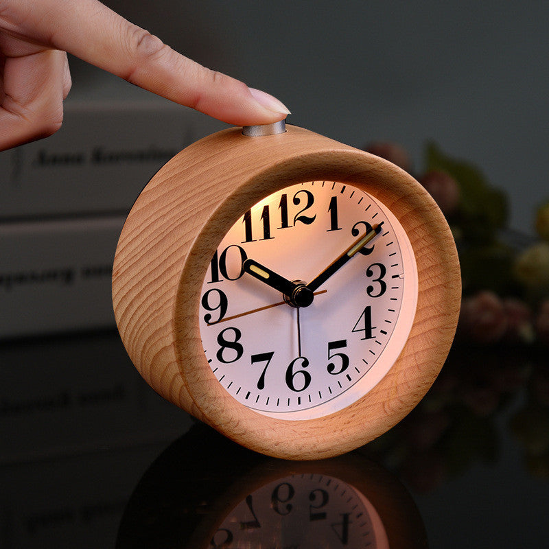Solid wooden alarm clock