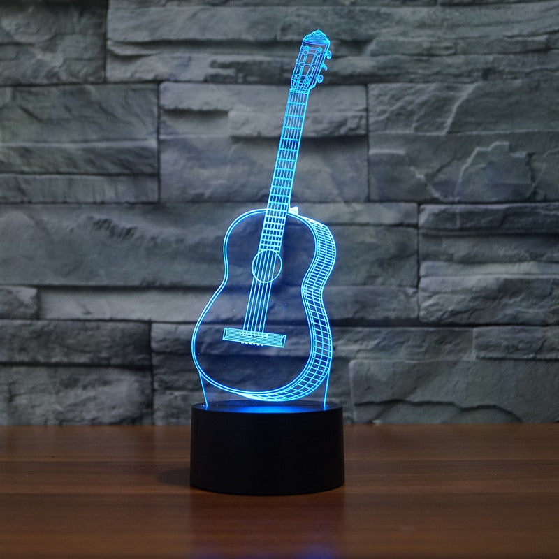 3D Optical Illusion LED guitar Night Light