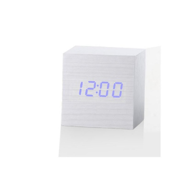 White color wooden table clock