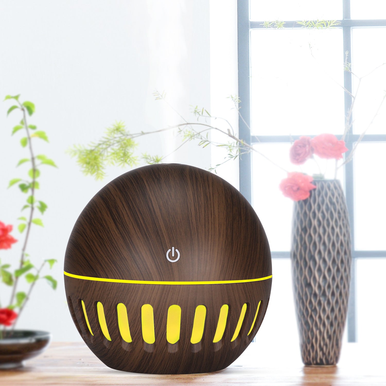 USB Wood Grain Hollow Home Humidifier