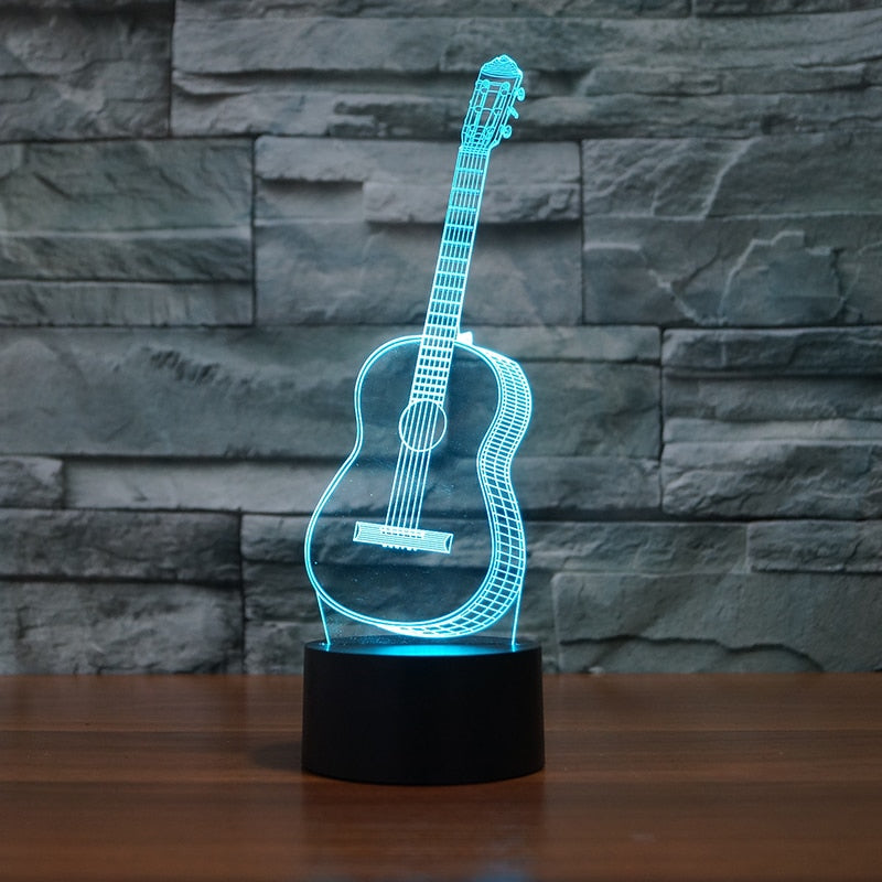 3D Optical Illusion LED guitar Night Light