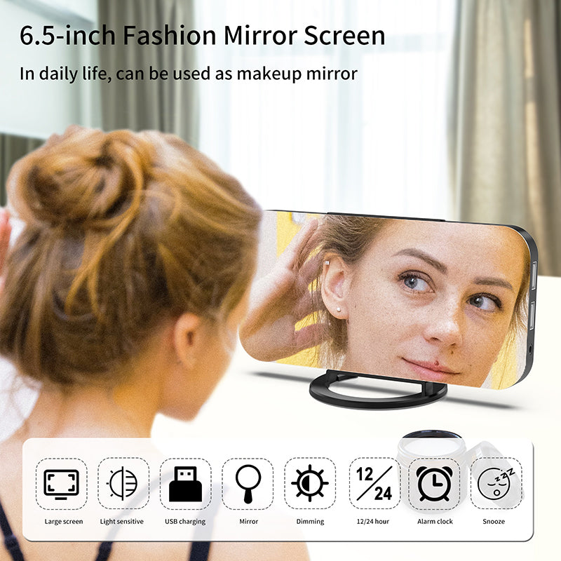 Fashion Mirror Screen With LED Modern Desk Clock