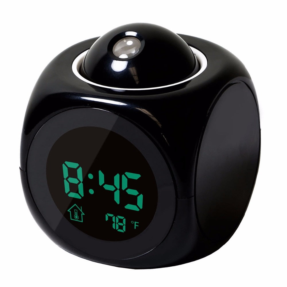 Black color side view of LCD Projector Alarm Clock