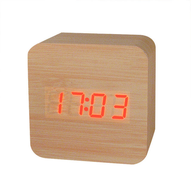 digital wooden alarm clock 