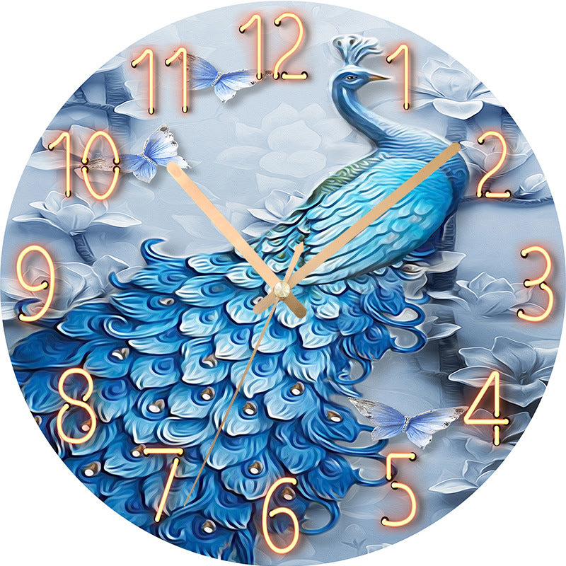 Peacock living room wall clock