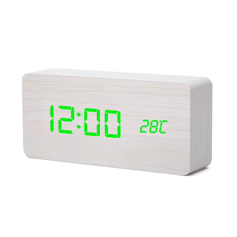 White wooden green clock 