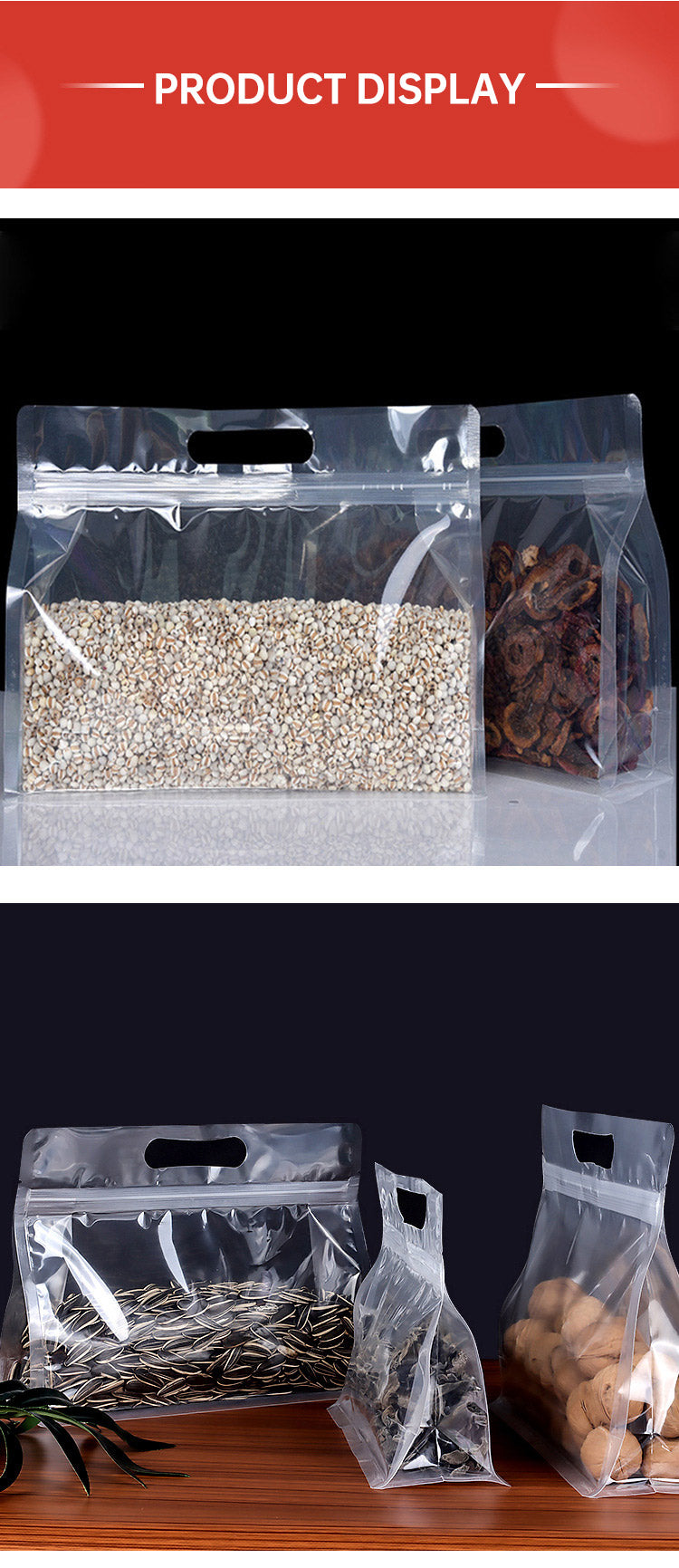 Portable Transparent Octagonal Food Packaging Bags
