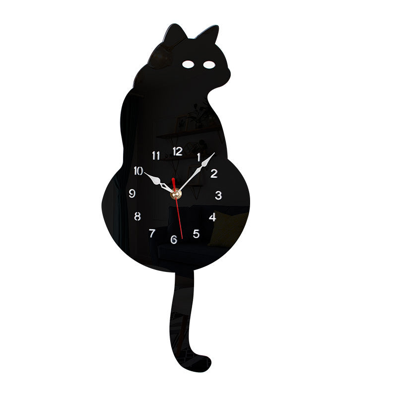 Black Cat Tail Swing Clock