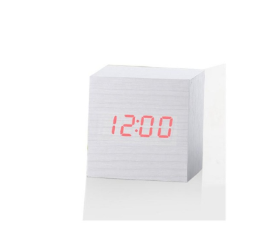 White color Cube Click Clock